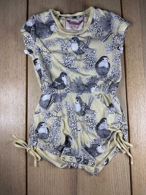 little Wings 100%organic cotton Yellow Bird-Print Romper 24 months